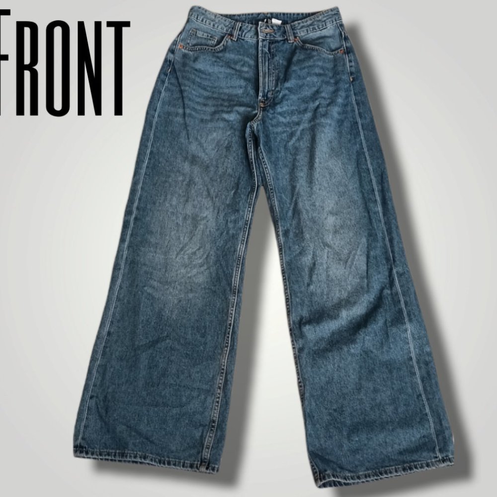 New H&M High waisted, wide leg jeans, Blue denim